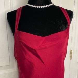 J.CREW Burgundy Red Silk Dress with Cowl Neck and Cross Back